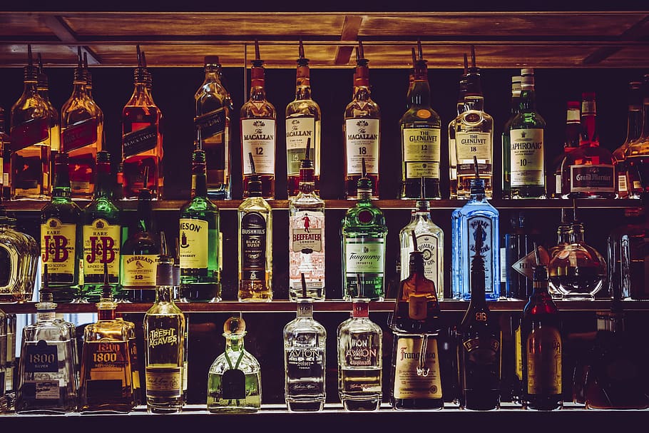 Assorted Wine Bottles, alcohol, bar, beer, beverage, cocktail