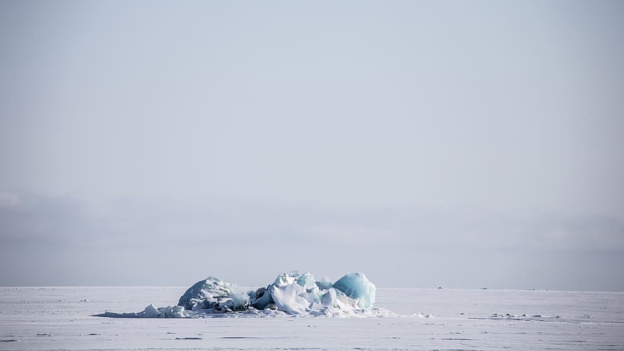 ice berg, cold temperature, snow, winter, frozen, sea, water HD wallpaper