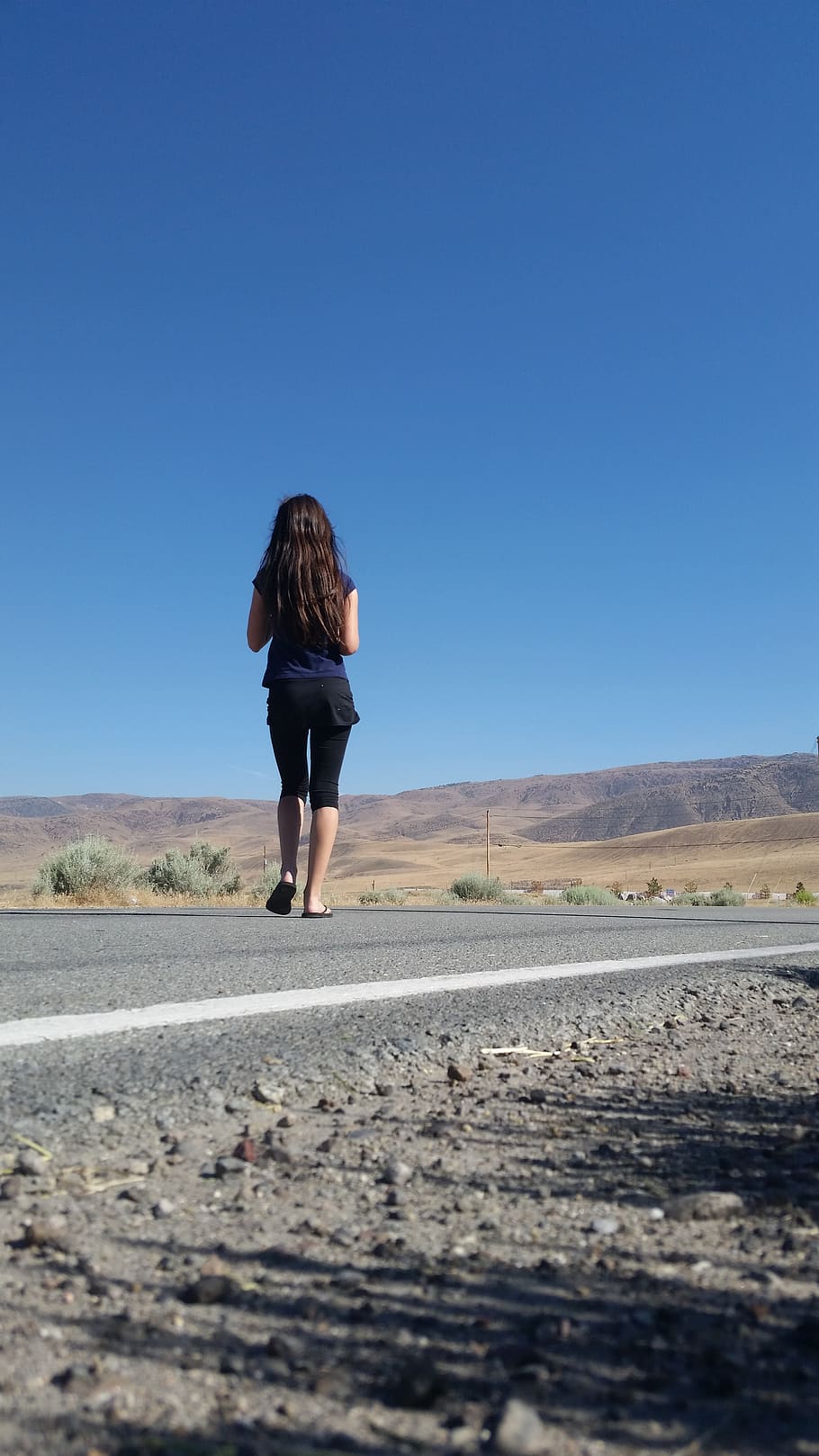 HD wallpaper: girl, walking, mountain, road, one person, full length ...