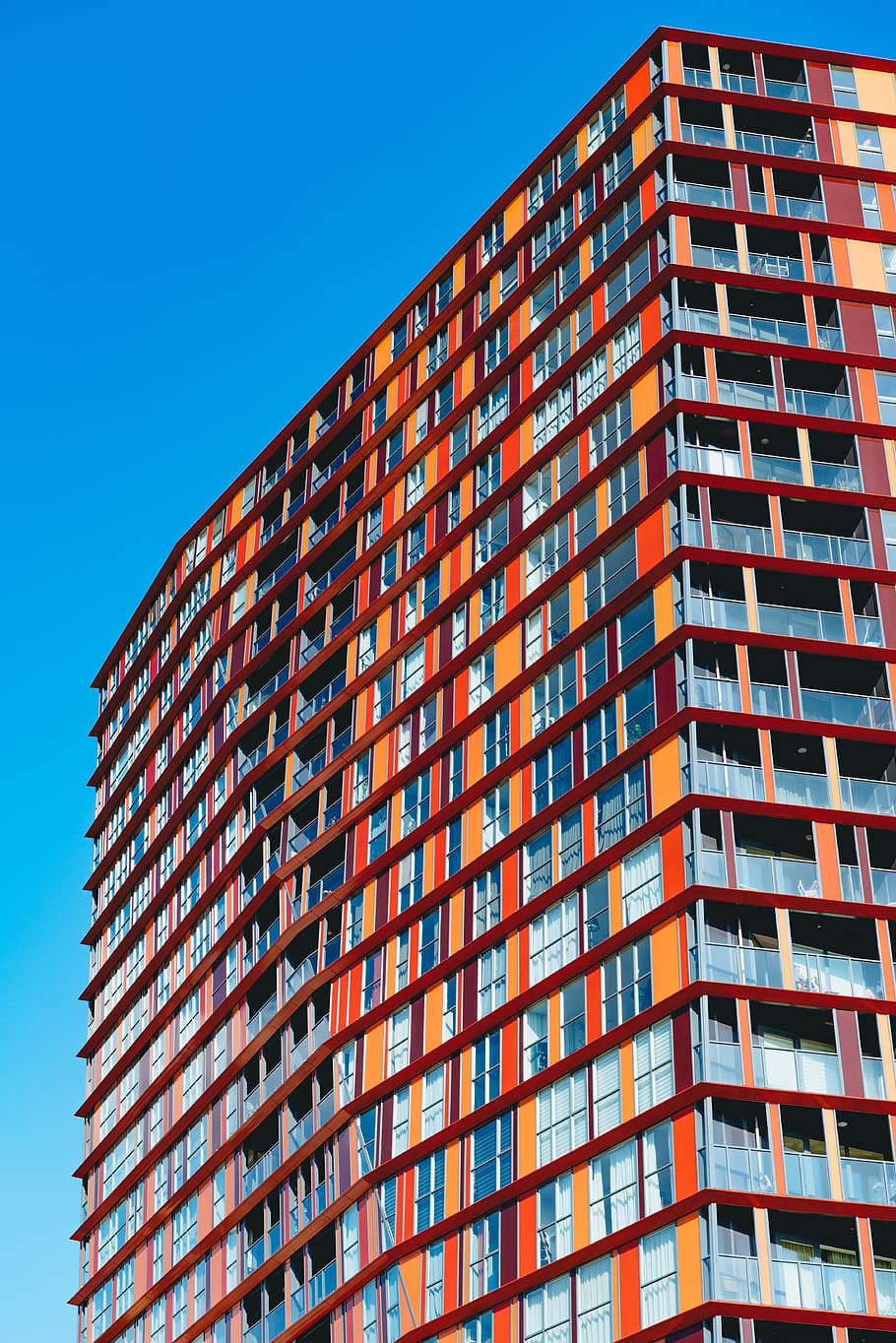 orange concrete building, urban, city, high rise, town, apartment building HD wallpaper