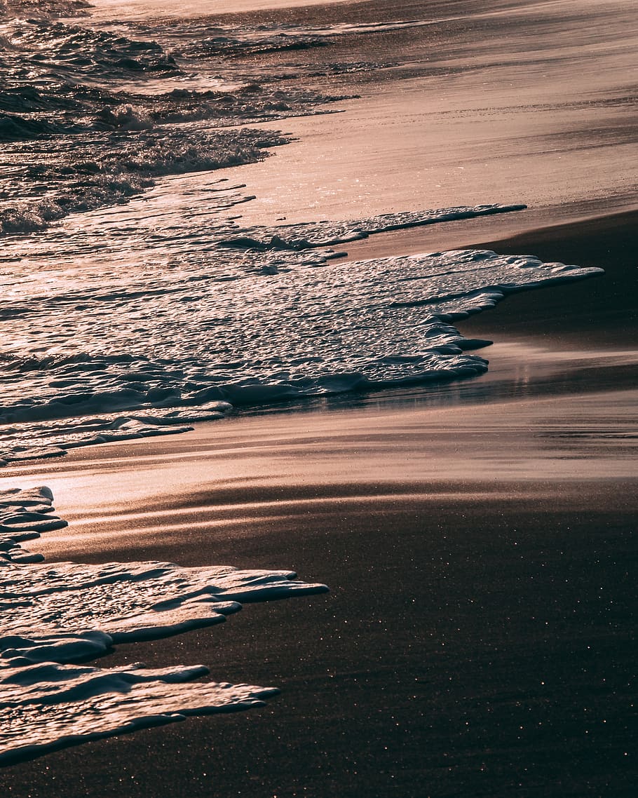 calm ocean with waves, water, sea, beach, land, beauty in nature HD wallpaper