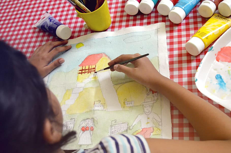 Girl Painting On Canvas, creative, creativity, education, kids HD wallpaper