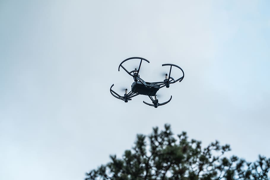 Selective Focus Photography of Black Camera Drone, action, air HD wallpaper