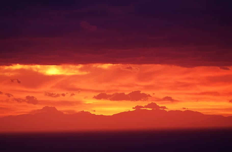 mountain under clouds during sunset, sky, scenics - nature, beauty in nature HD wallpaper