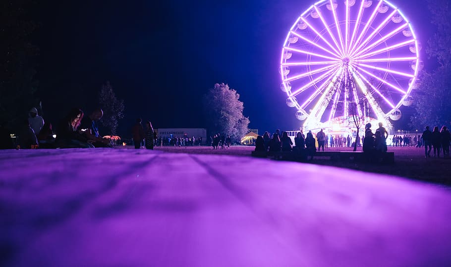festival, wheel, light, lights, night, romania, electriccastle HD wallpaper