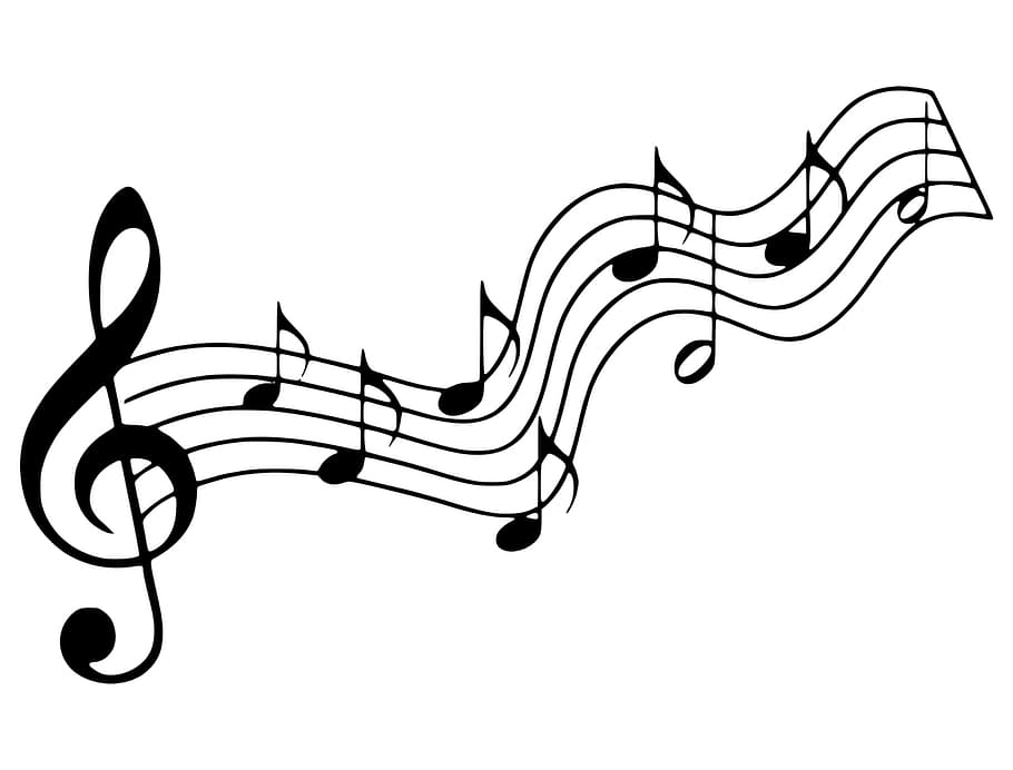 Illustration of music notes and notation., silhouette, musical