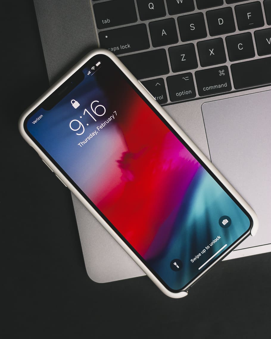 space gray iPhone X with white case, communication, technology, HD wallpaper