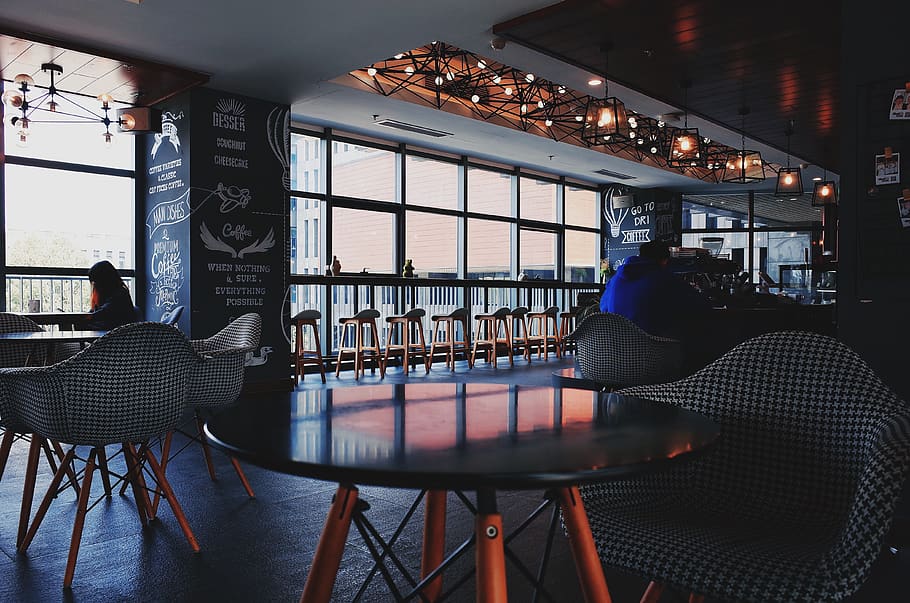 restaurant, person, human, interior design, indoors, cafe, chair HD wallpaper