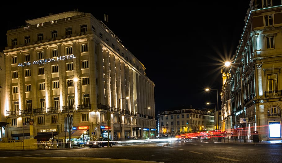 portugal, lisbon, night, illuminated, building exterior, architecture HD wallpaper