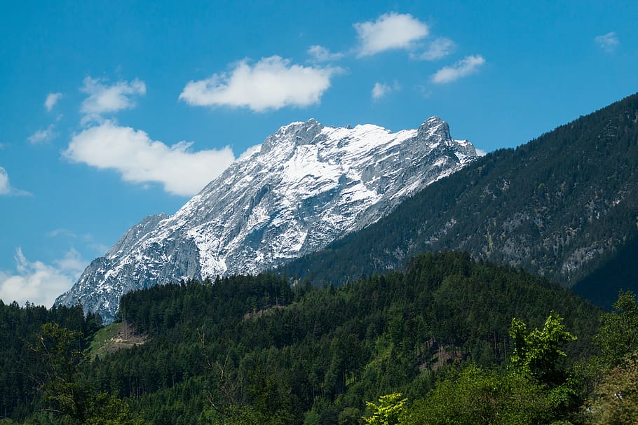 mountain, mountains, sky, view, landscape, alpine, nature, summit HD wallpaper
