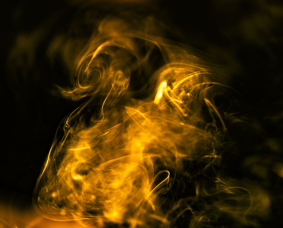yellow smoke, motion, black background, abstract, ethereal, studio shot