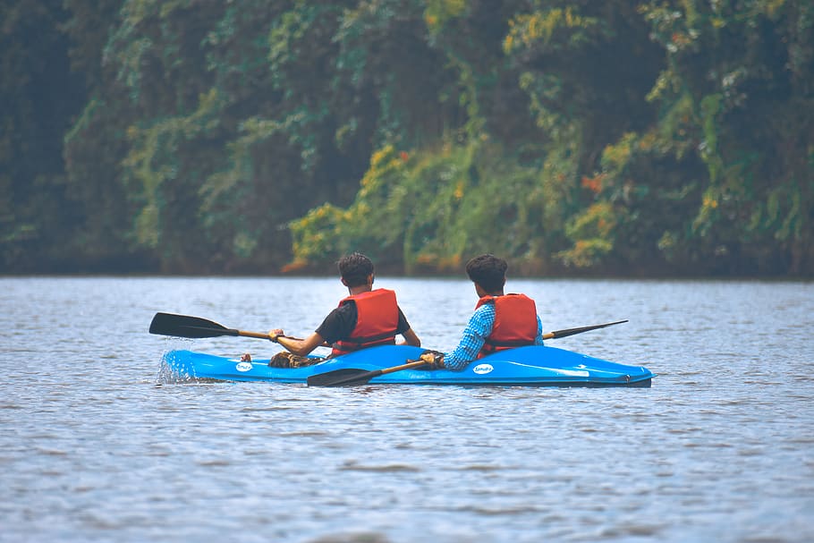 Two Men In Kayak, action, adventure, boat, canoe, kayaking, leisure HD wallpaper