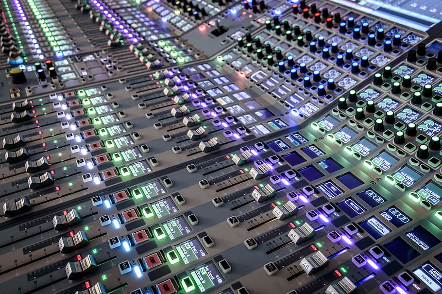 mixer, mixing console, mixing desk, music, sound, audio, television