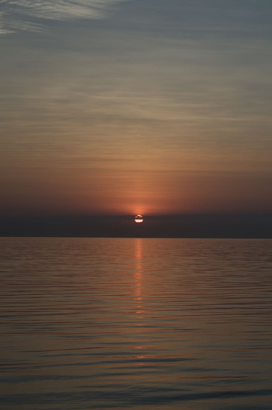 blue sea, nature, outdoors, sky, sun, red sky, sunset, dawn, dusk HD wallpaper