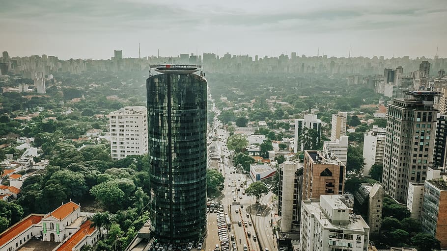 High Rise Buildings, aerial shot, architecture, city, downtown HD wallpaper