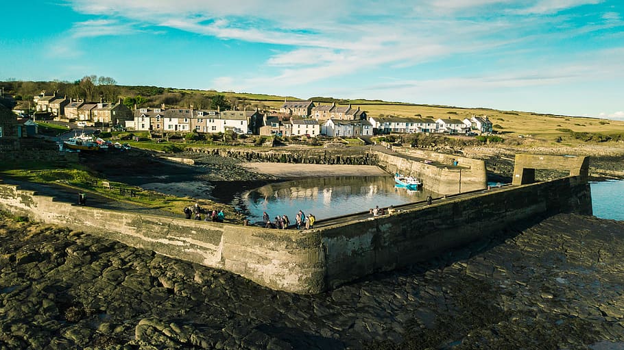 craster, harbour, boat, town, pier, fishing, village, architecture HD wallpaper