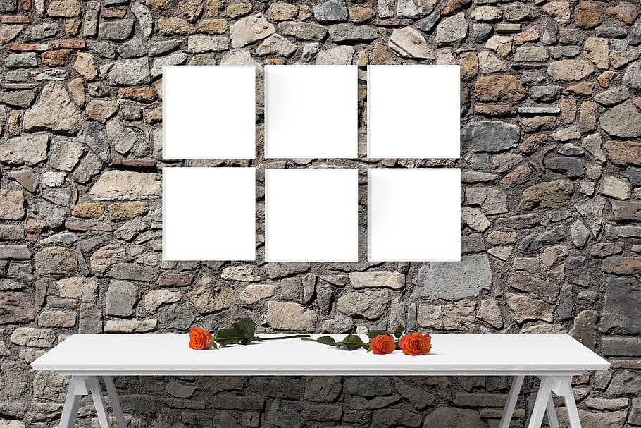 poster, frame, wall, desk, rose, flower, wall - building feature HD wallpaper