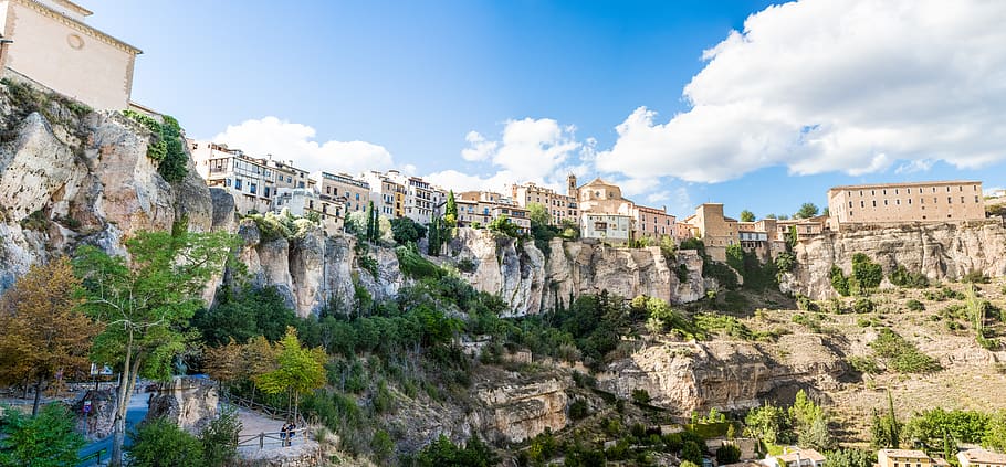 spain, cuenca, cliff, old, buildings, solid, travel destinations HD wallpaper