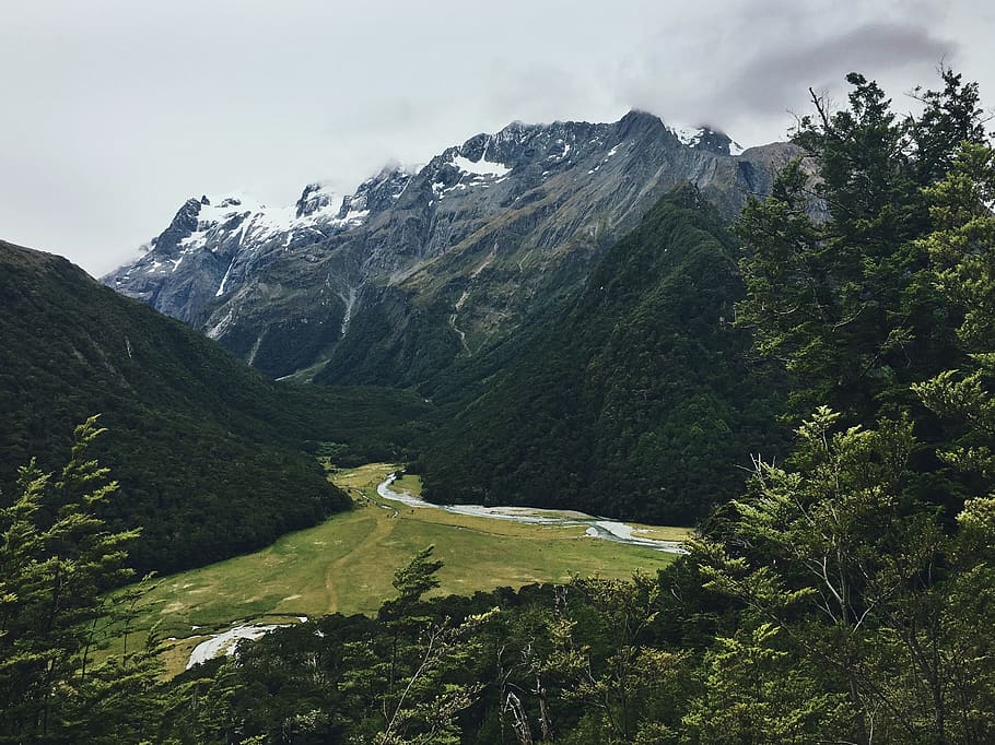 nature, landscape, mountain, clouds, sky, grass, field, travel HD wallpaper