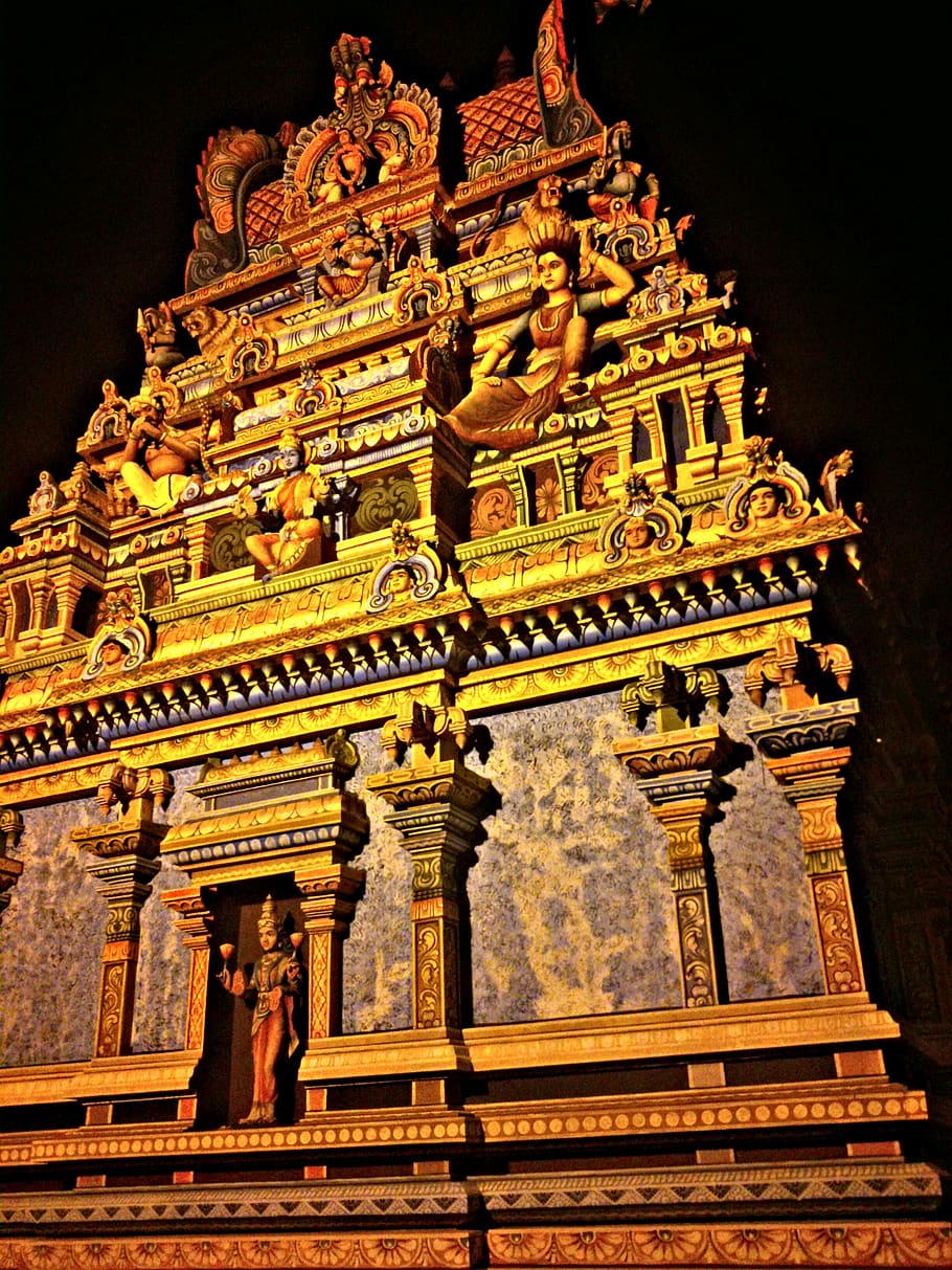 indian, temple, night, colours, architecture, religion, belief HD wallpaper