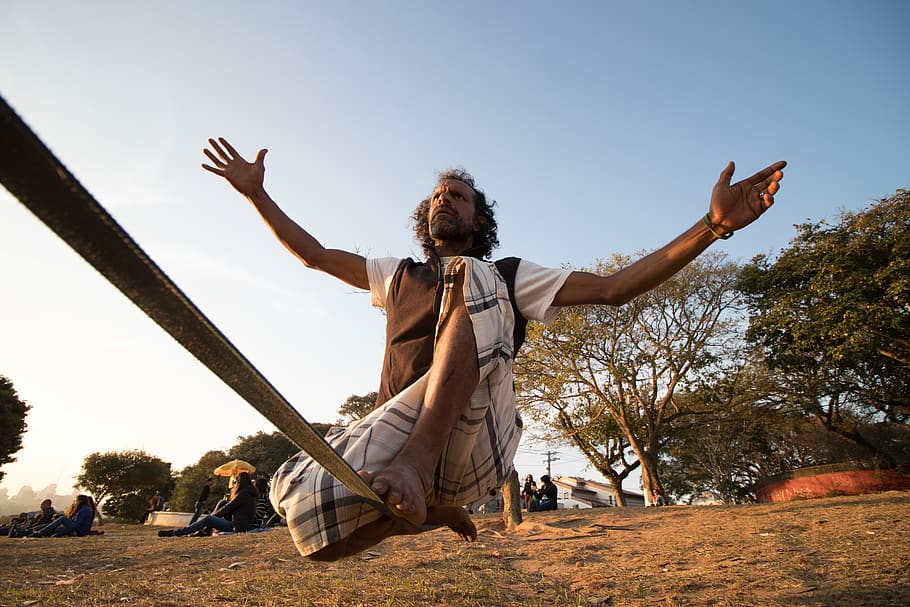 Man Sitting on Rope, care, daylight, enjoyment, exhibition, dom HD wallpaper