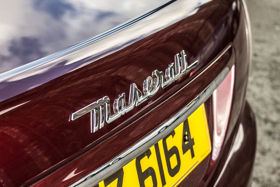 red Maserati car, symbol, edinburgh, scotland, logo, trademark, HD wallpaper