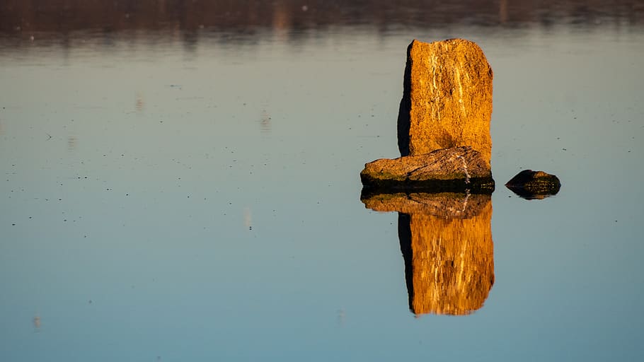 reflection, water, stones, glass, wood - material, no people HD wallpaper