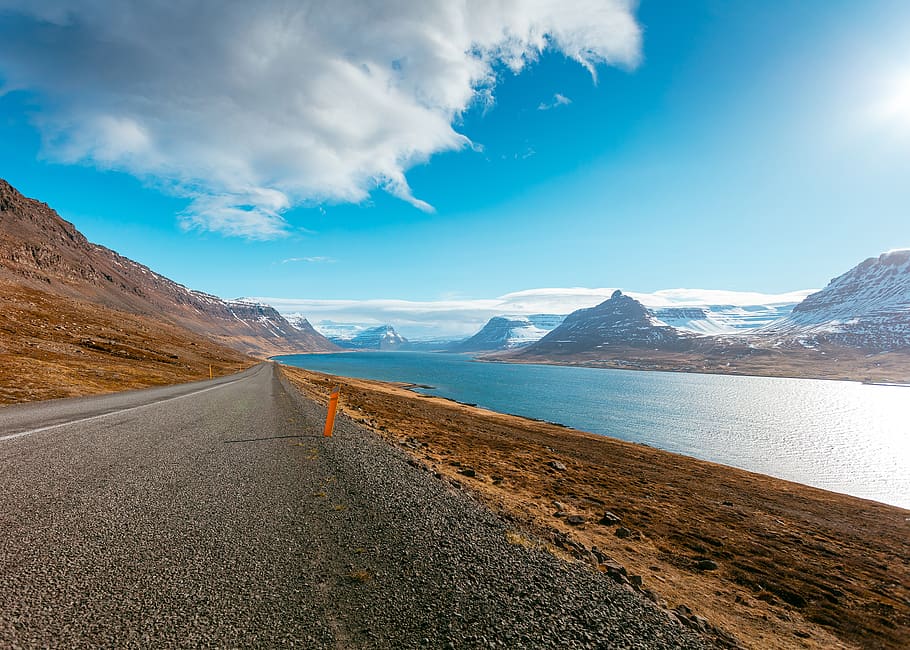 iceland, westfjords region, road, roadside, landscapte, mountains, HD wallpaper