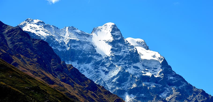 Snow Covered Mountain, adventure, altitude, climb, cold, daylight HD wallpaper