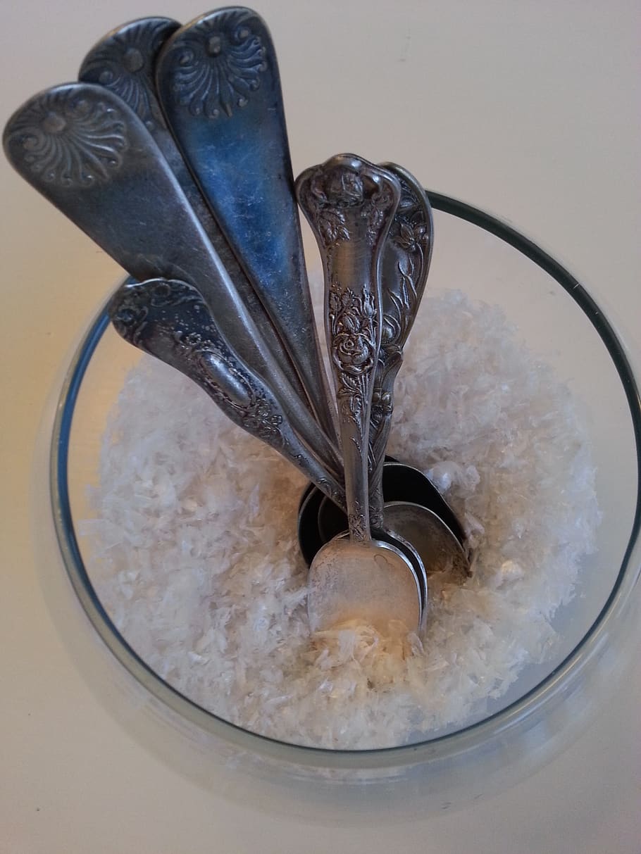 spoons, old silver, rustic, texture, design, indoors, still life HD wallpaper