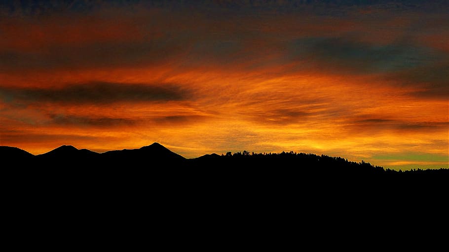 sunset, sky, orange, clouds, twilight, evening, horizon, nature HD wallpaper