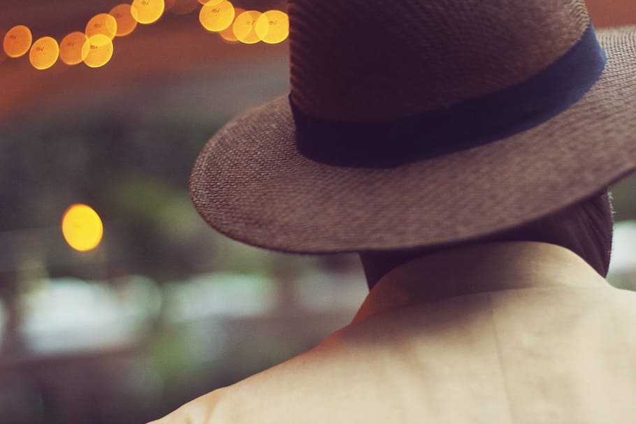 Shallow Focus of Man in Brown Hat, accessory, adult, blur, fashion, HD wallpaper