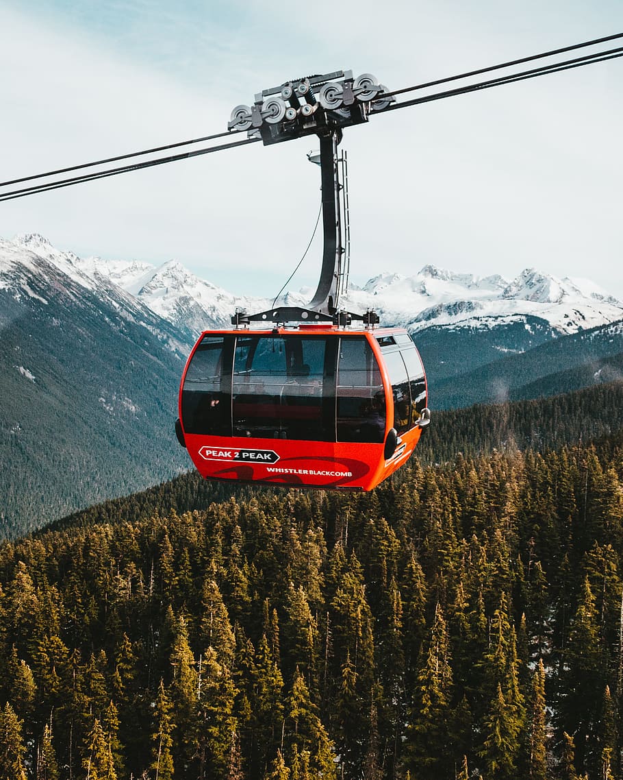 red and black cable car, canada, gondola, mountain, iphone, float, HD wallpaper