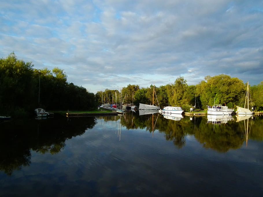 boat, lake, tranquil, water, reflection, nautical vessel, tree HD wallpaper