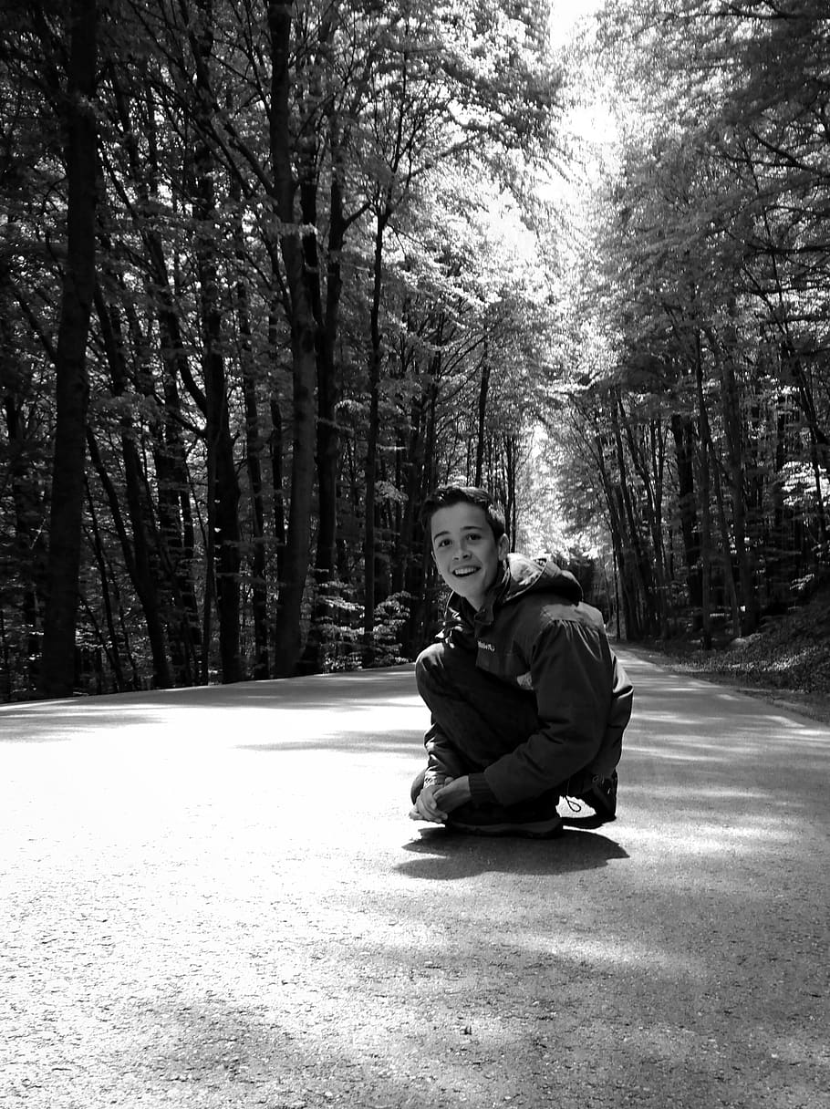 spain, montseny, tree, plant, real people, full length, looking at camera HD wallpaper