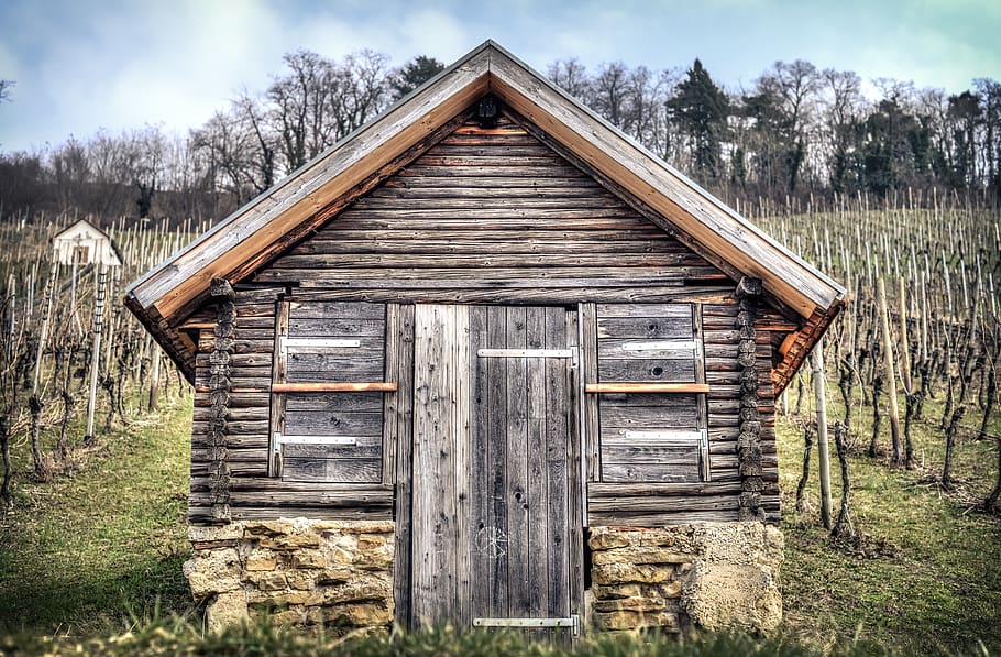 metzingen, germany, cottage, lodge, vineyard, hut, timber, weathered, HD wallpaper