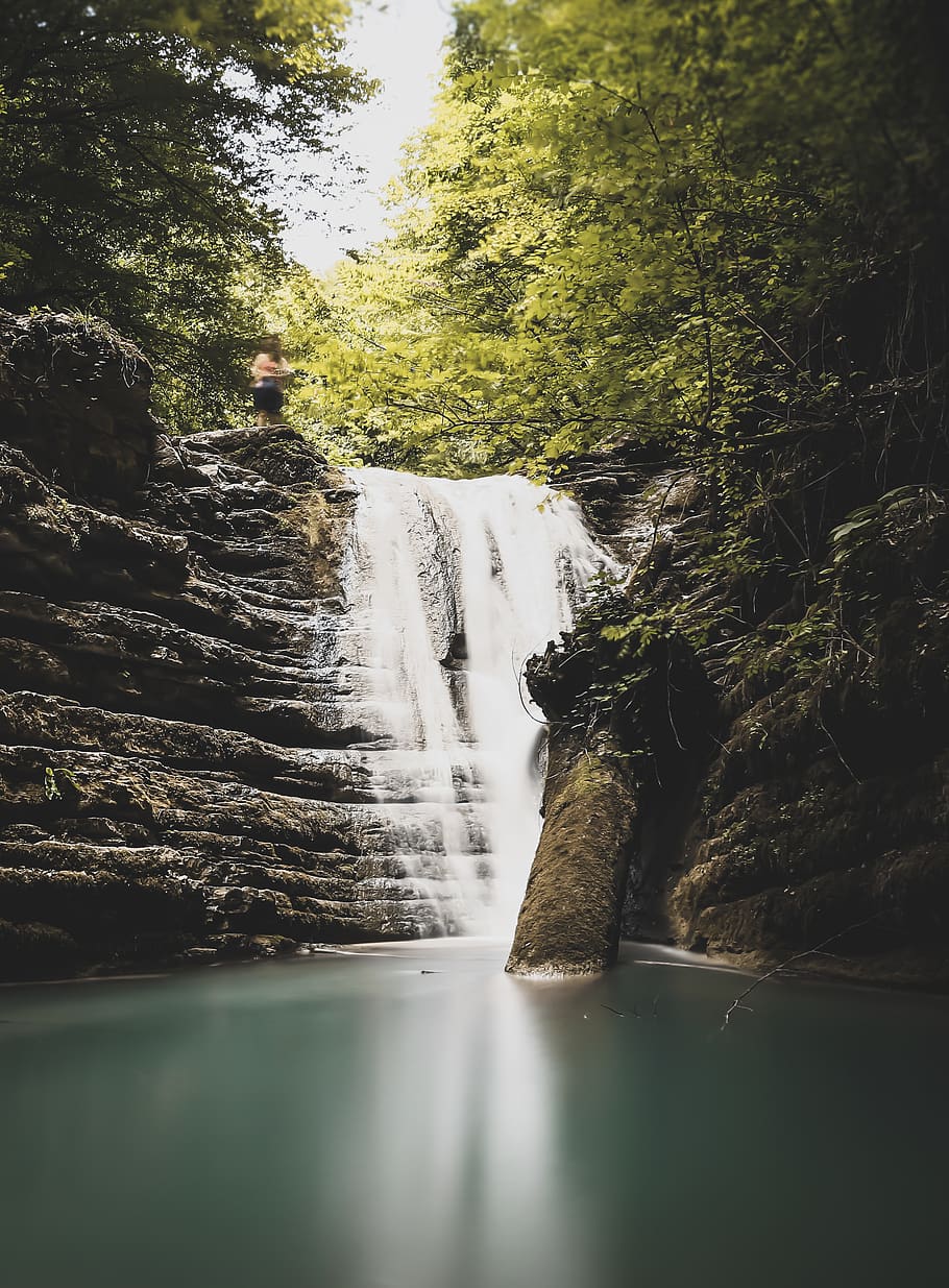 Waterfalls, cascade, environment, forest, nature, river, scenic HD wallpaper