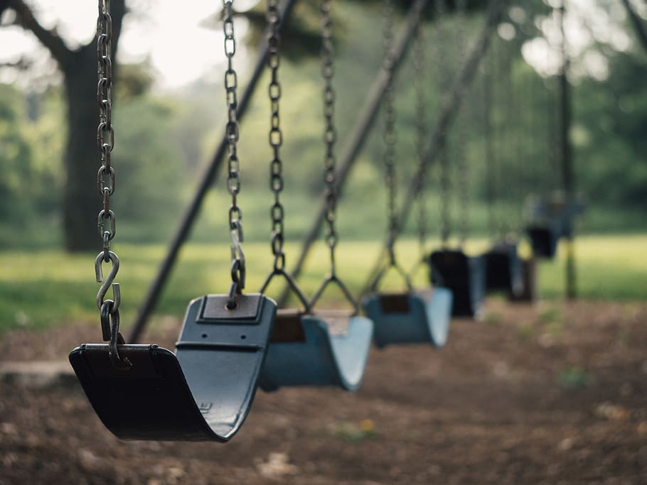 swing, park, fun, nature, focus on foreground, no people, hanging HD wallpaper