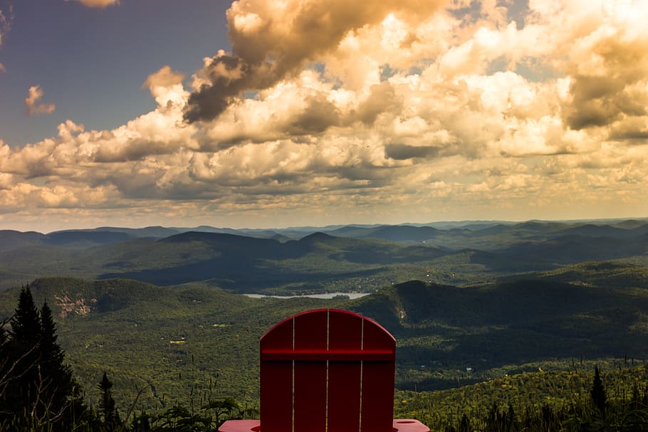 trees, lake, forest, lanscape, rural, explore, chair, view HD wallpaper