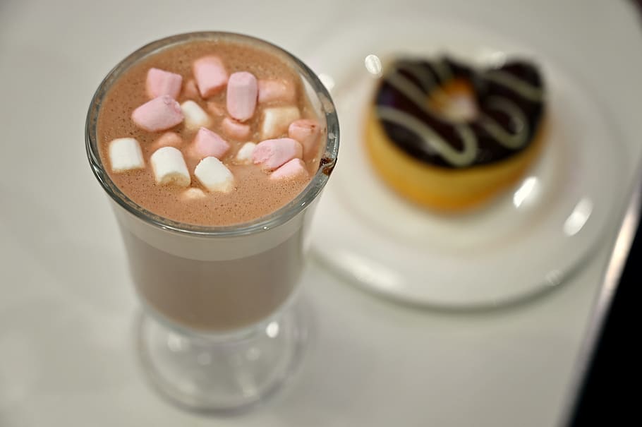 food, cocktail, donut, macro, food and drink, sweet food, refreshment HD wallpaper