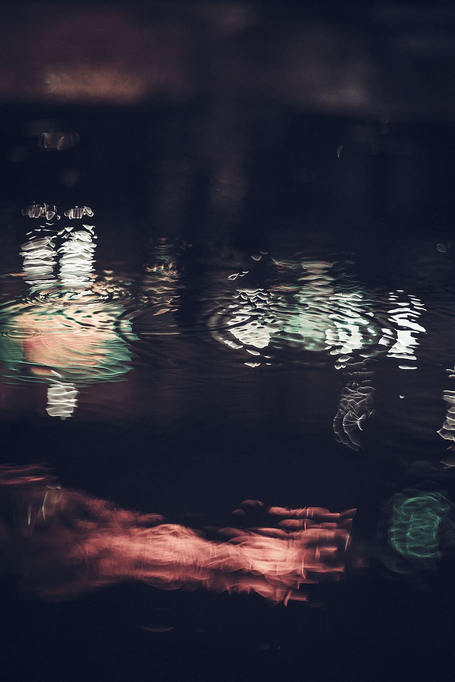 water, drop, rain, reflection, dark, night, lights, no people HD wallpaper