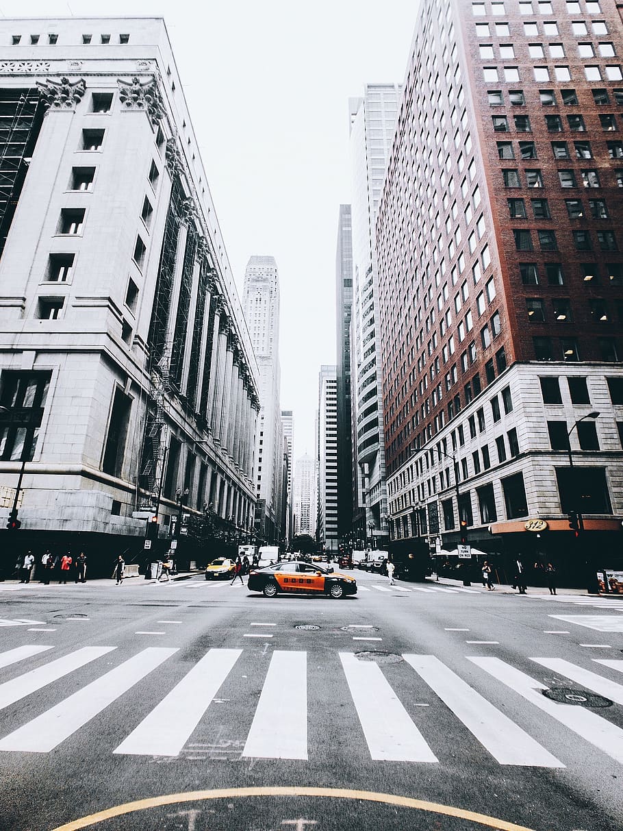 chicago, united states, chicago loop, citypeople, taxi, crosswalk, HD wallpaper