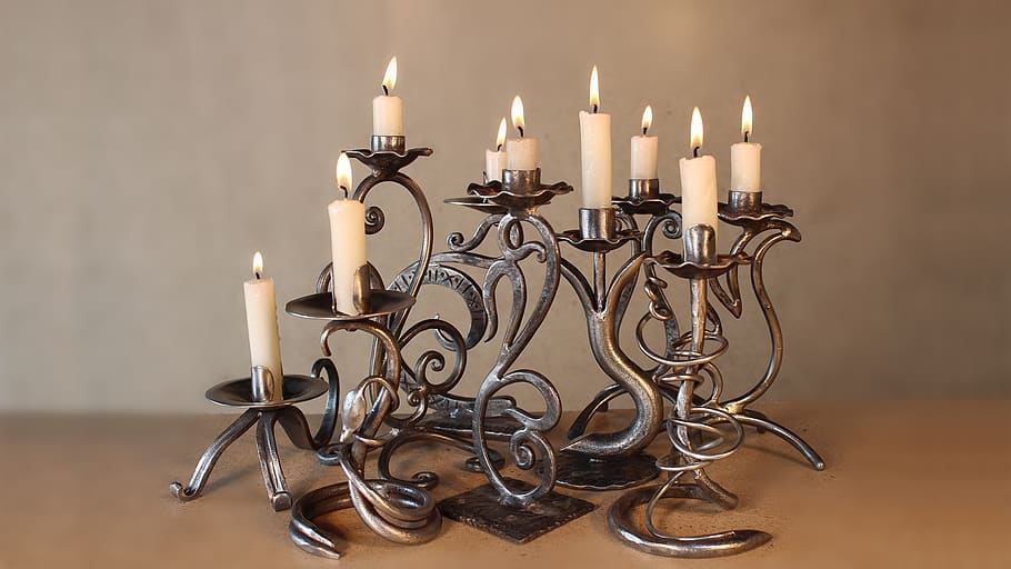 candle, candlestick, candlelight, lamp, wax, burning, flame, HD wallpaper