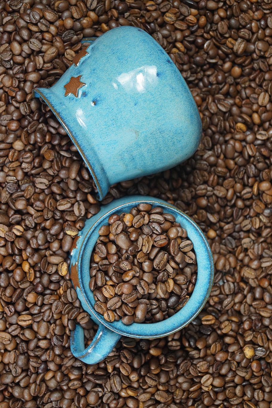 coffee cup, t, coffee beans, ceramic, roasted, caffeine, stimulant HD wallpaper