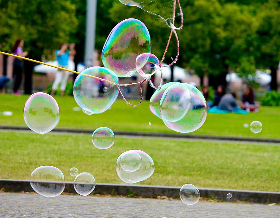 berlin, germany, bubbles, park, summer, soap sud, transparent HD wallpaper
