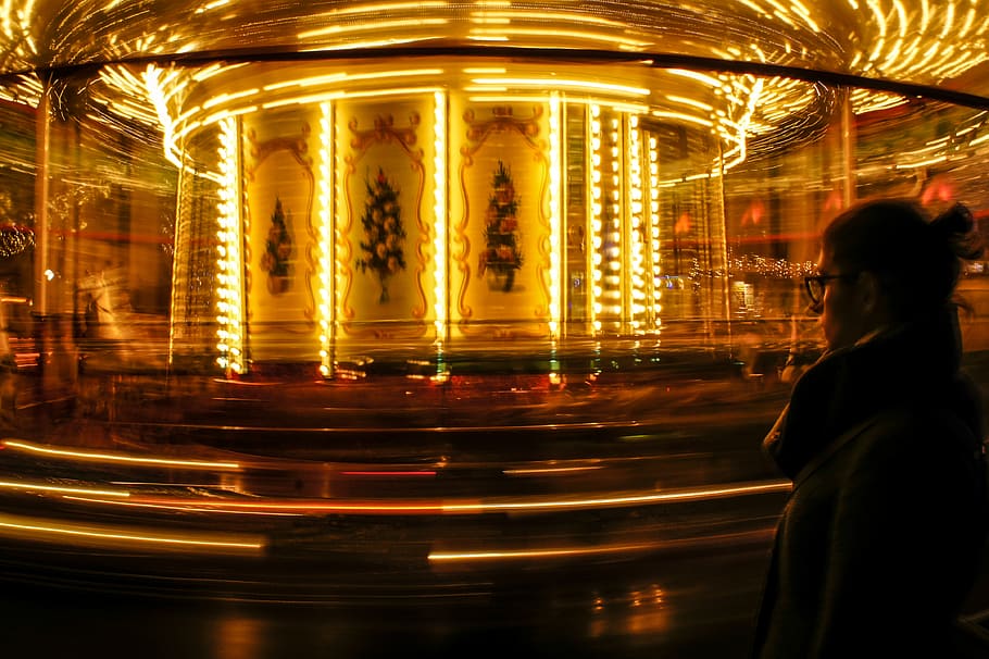 fair, long exposure, illuminated, motion, night, lifestyles HD wallpaper