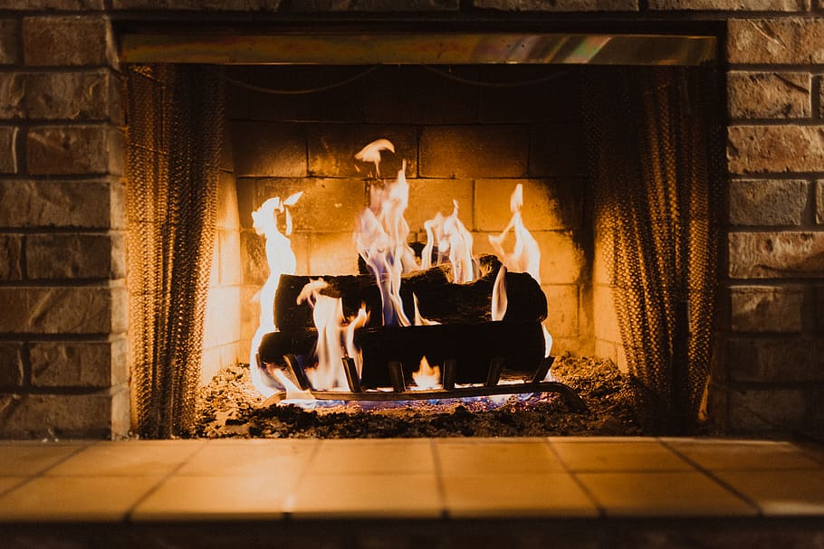 fire wood on fireplace, burning, fire - natural phenomenon, group of people HD wallpaper