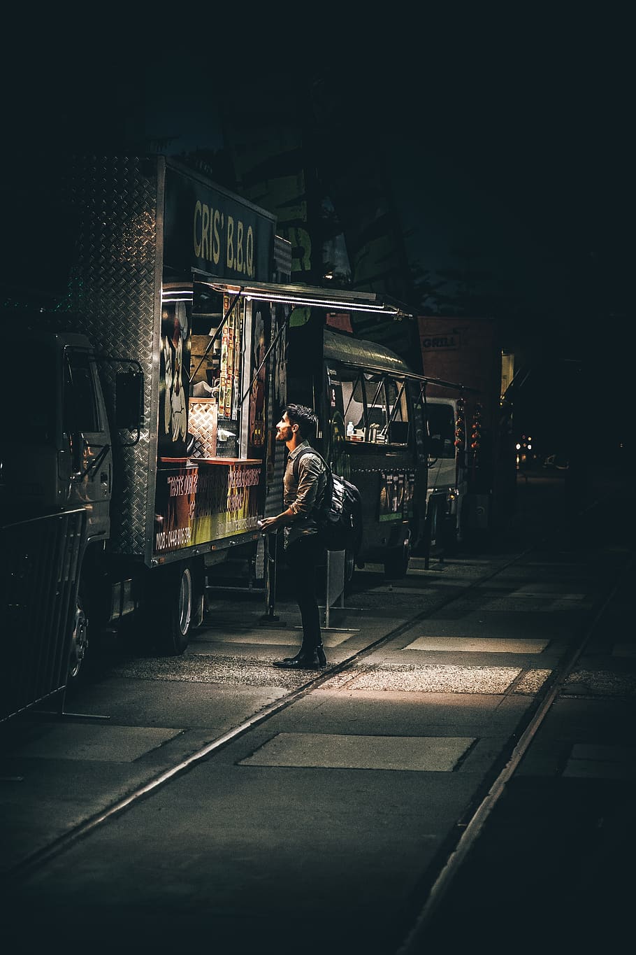 people, man, vendor, store, shop, dark, night, alone, truck HD wallpaper