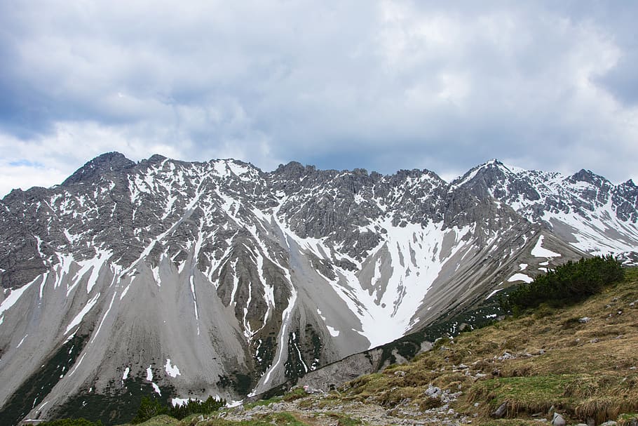 alps, snow, stark, austria, mountain, cloud - sky, beauty in nature HD wallpaper