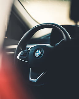 black BMW steering wheel, car, interior, auto, shadow, business HD wallpaper